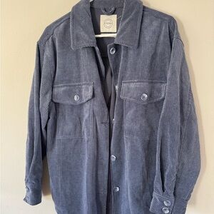 Blue Corduroy Oversized Button up Shacket Sz M